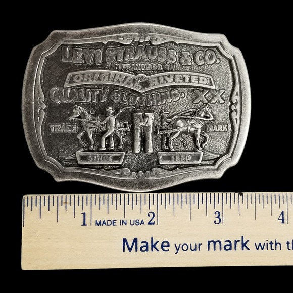 Levi Strauss Co‎ Original Riveted Quality Clothing Belt Buckle Two Horse Brand - Picture 12 of 13